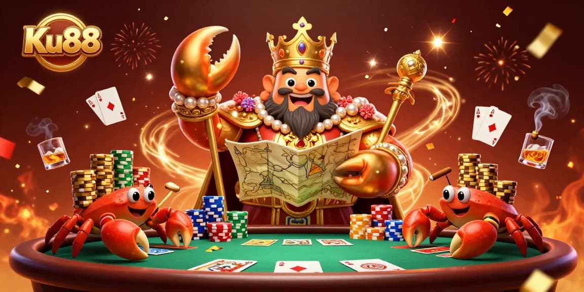 Experience thrilling gameplay with Ku88 in a vibrant 3D casino scene filled with treasure and excitement.