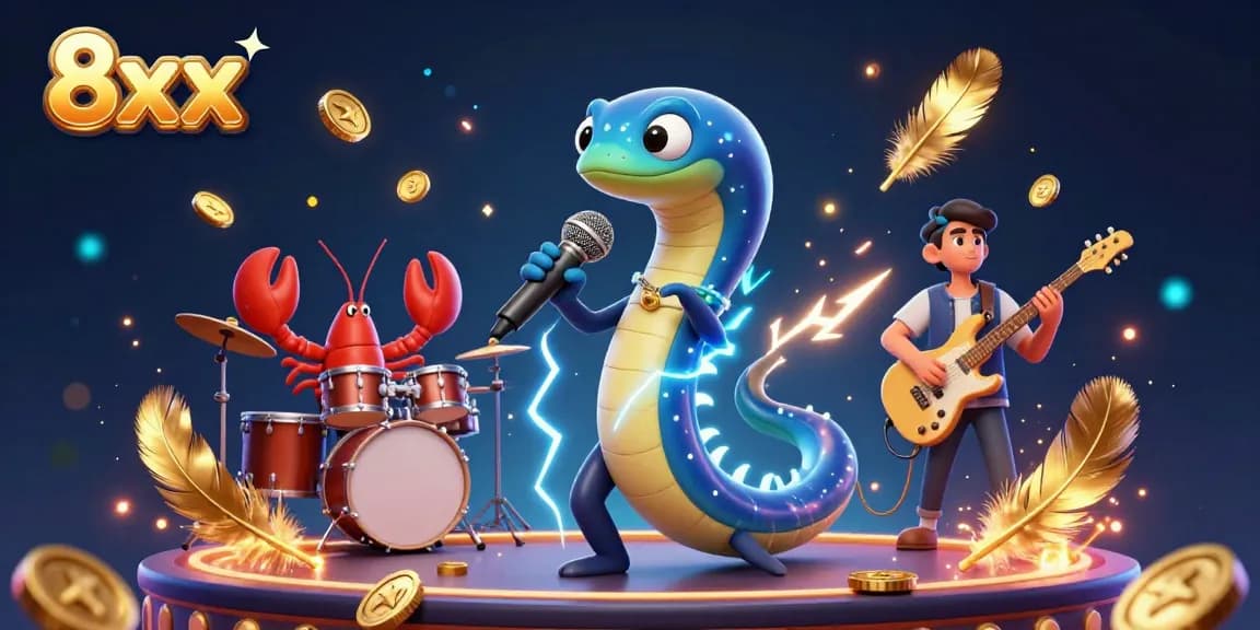 Experience the thrilling vibe of 8xx at an underwater casino with a DJ eel and lively band.