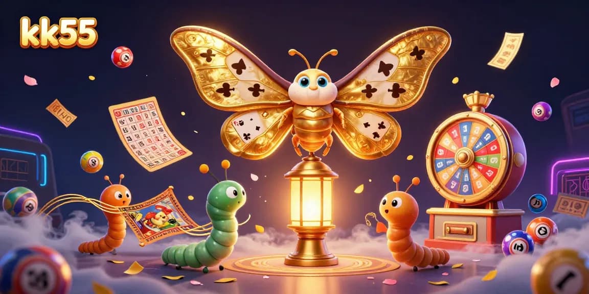 Experience the thrilling world of kk55 with vibrant casino scenes and dynamic lottery elements.