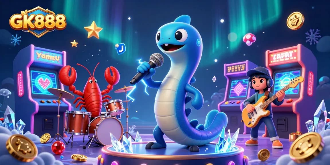 Experience high-energy gaming fun with GK888 in a lively underwater casino setting.