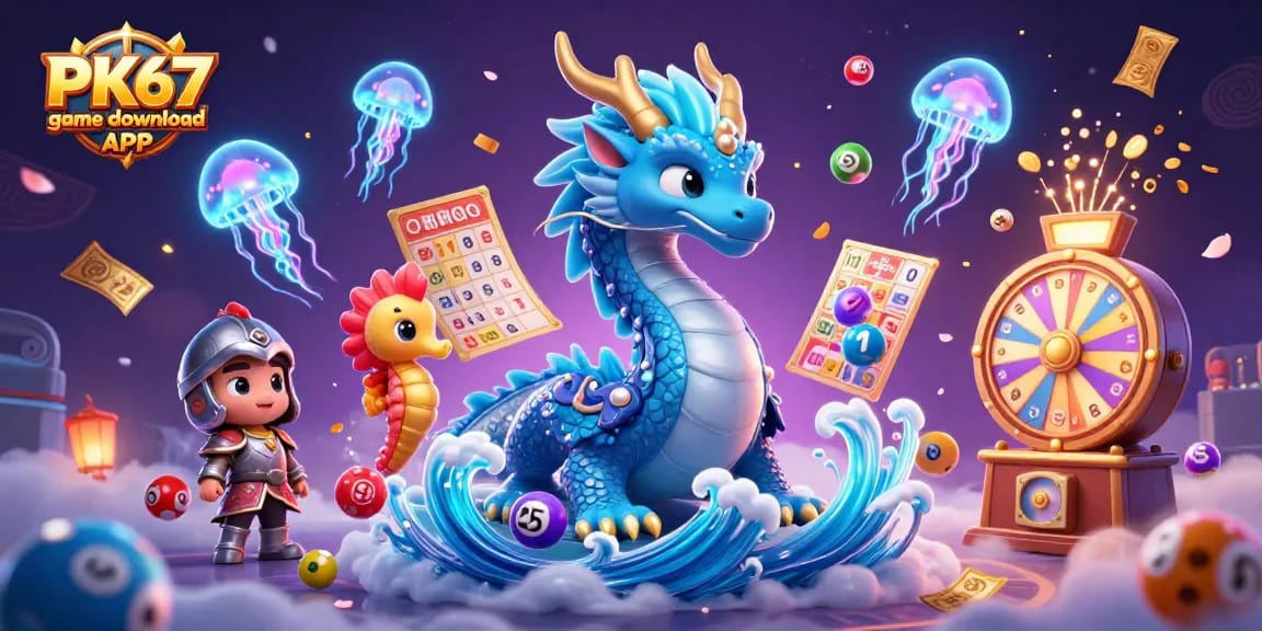 Engage with the vibrant scene of PK67 game download APK, where magical characters encounter thrilling lottery elements.