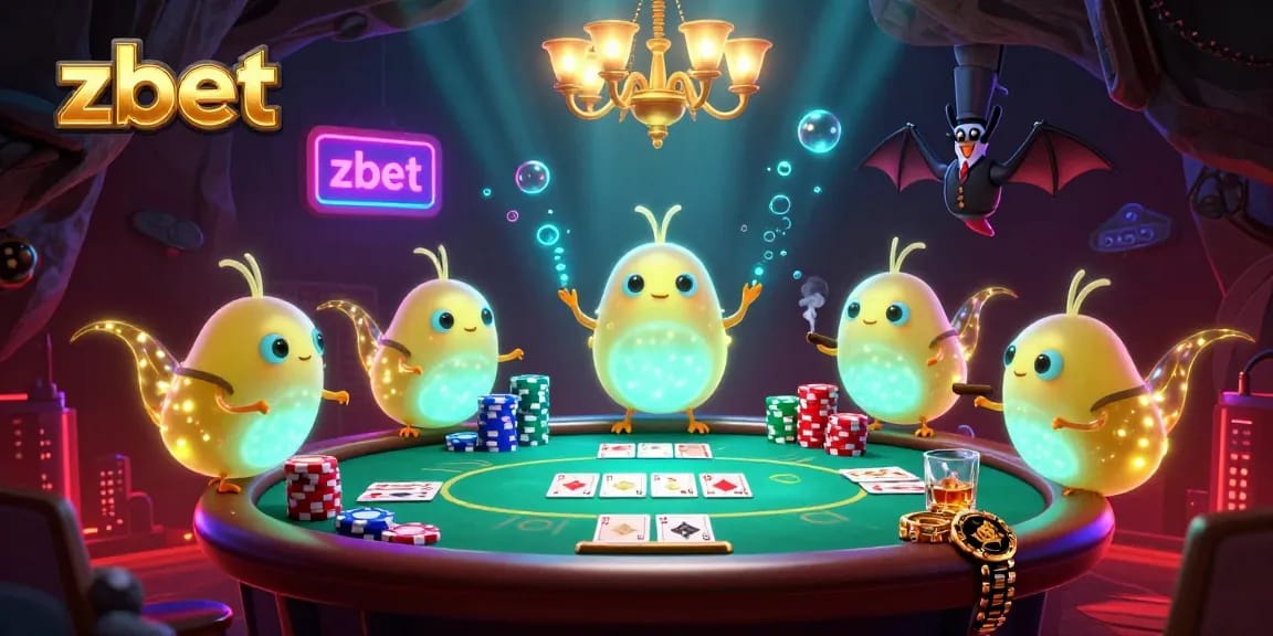 Experience zbet's vibrant cave casino illuminated by bioluminescent glowworms and an upside-down bat dealer.