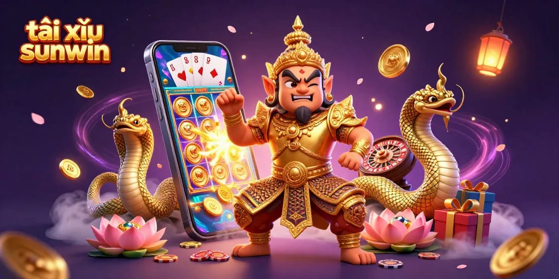 Engage with tài xỉu sunwin featuring a vibrant 3D guardian scene with dynamic gambling elements.