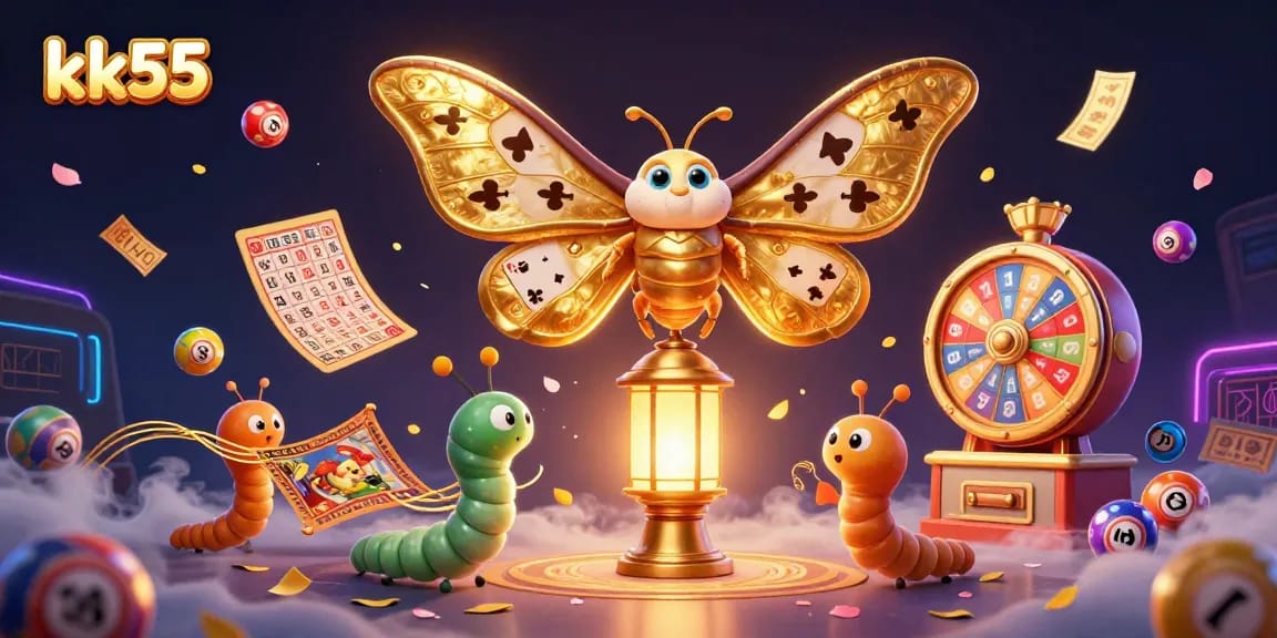 Experience the thrilling world of kk55 with vibrant casino scenes and dynamic lottery elements.
