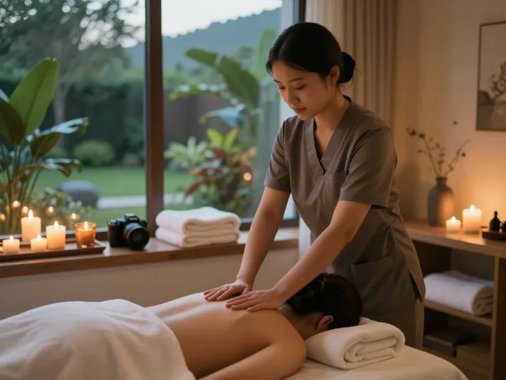Spa hela ads showcasing a tranquil massage setting for relaxation and wellness.