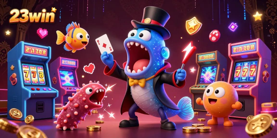 Experience thrilling wins with 23win's online gaming adventure featuring vibrant characters and action.