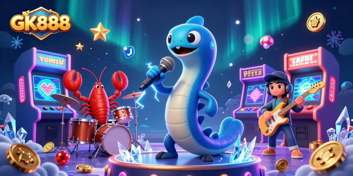 Experience high-energy gaming fun with GK888 in a lively underwater casino setting.
