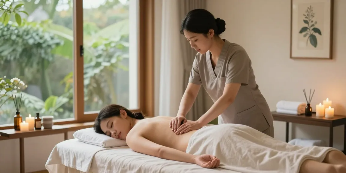 마사지 therapy session for 성남출장마사지, featuring a skilled therapist and a tranquil wellness environment.