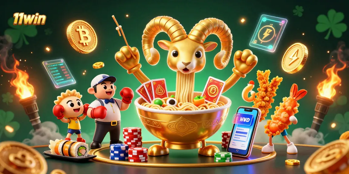 Experience gaming with 11WIN's vibrant 3D casino scene showcasing animated characters and cryptocurrency elements.