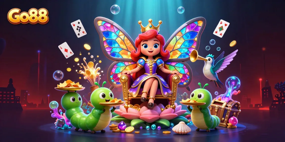 Go88 players dive into excitement with colorful 3D casino elements in a vibrant underwater scene.