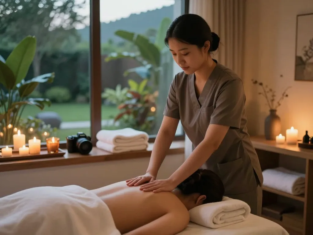Spa hela ads showcasing a tranquil massage setting for relaxation and wellness.