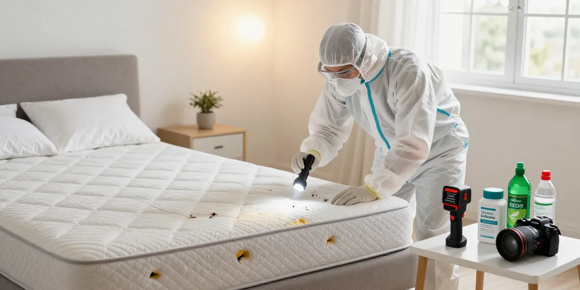 Expert bed bug pest control in residential space showcasing thorough inspection.