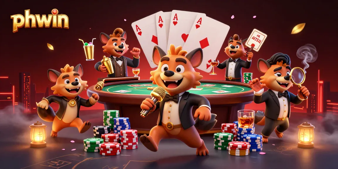 Hyenas entertain at the phwin comedy casino club, mixing drinks and guarding doors in a vibrant scene.