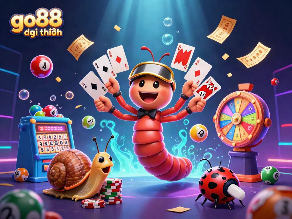 Experience the excitement of go88 đổi thưởng with a vibrant casino scene featuring unique characters and dynamic elements.