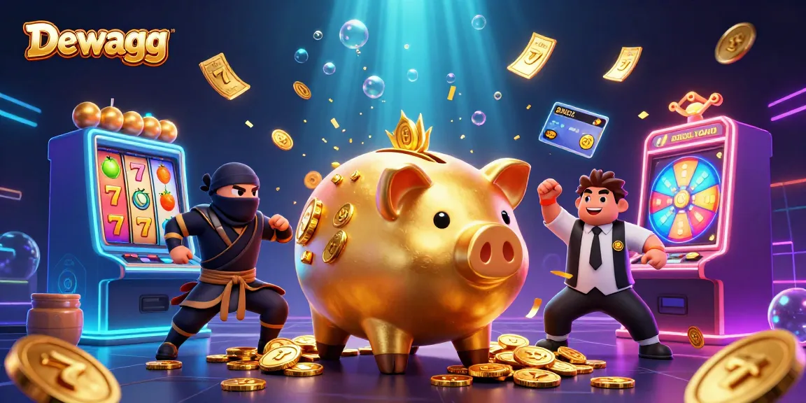 Experience excitement and winnings with Dewagg’s lively casino scene featuring coin-stomping characters and slots.