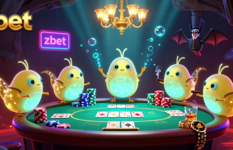 Experience zbet's vibrant cave casino illuminated by bioluminescent glowworms and an upside-down bat dealer.