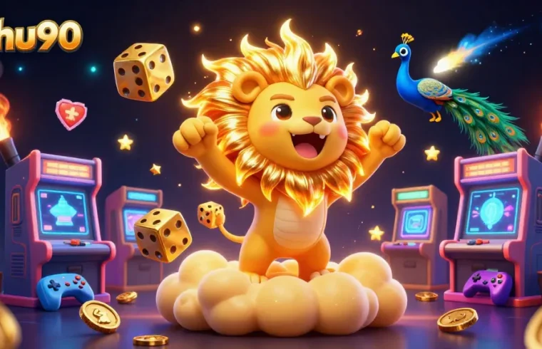 Experience thrilling gameplay at nohu90 with a vibrant 3D scene illustrating casino excitement and arcade fun.